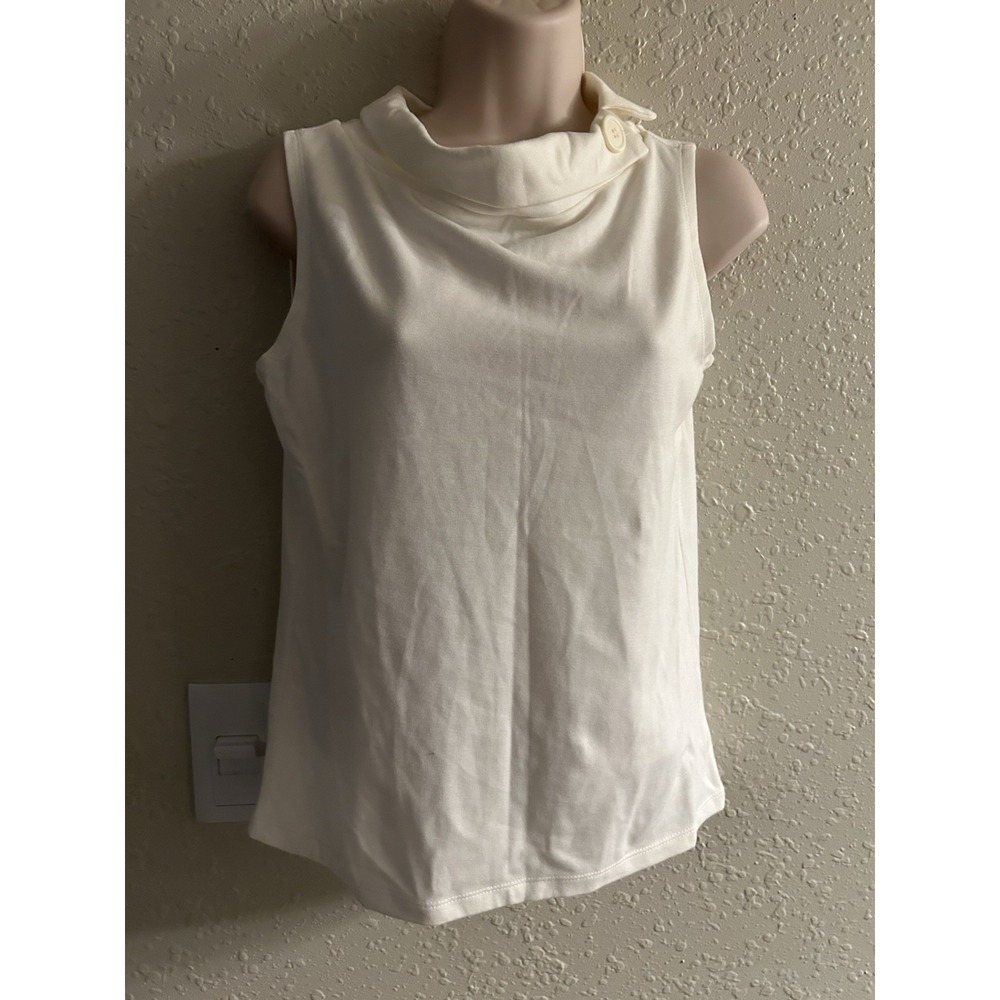 New Small White Stag Button Decor Collar Cream Top #192*8